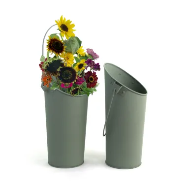 Metal Wall Pocket Pail Powder Coated Green
