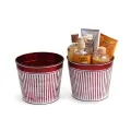 6.5" Tin Pot Translucent Red with Vertical white ribbing