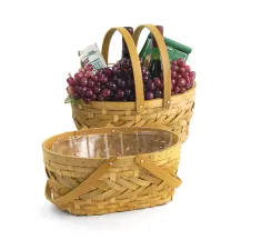 Med Woodchip/Bamboo Oval Double Folding